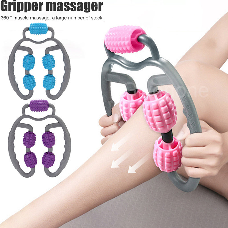 "U-Form Triggerpunkt Massage Roller - Ganzkörper Massagewerkzeug für Arme, Beine, Nacken - 4-Rad Fitnessgerät für Sport, Tanz & Gesundheitsmassage"