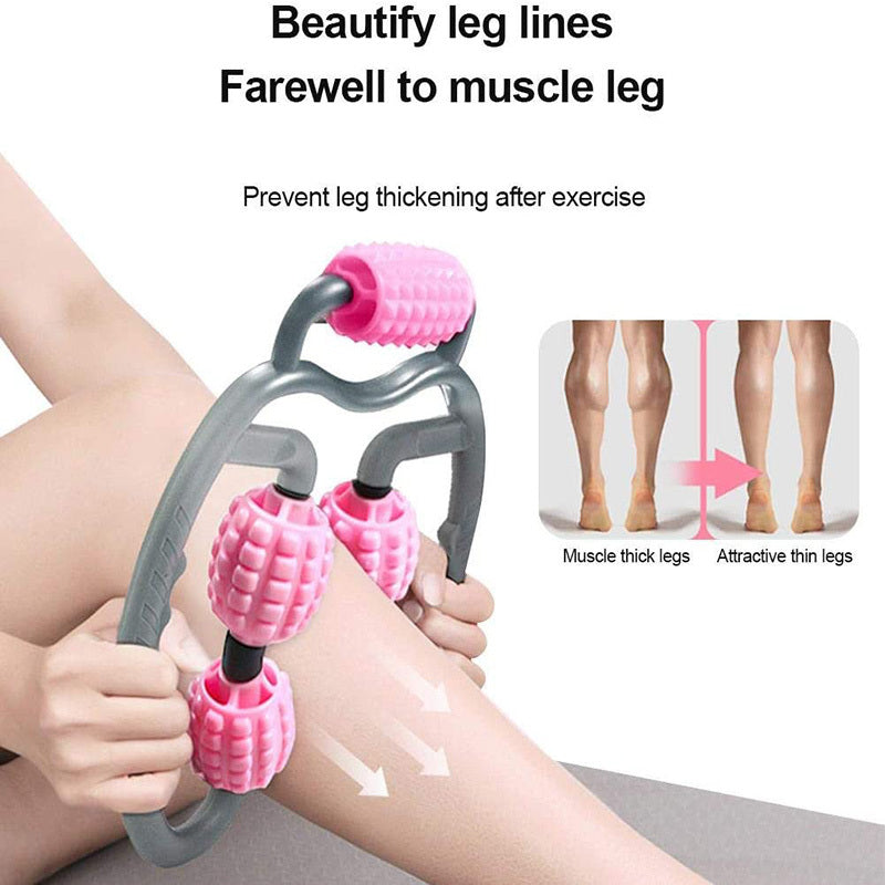 "U-Form Triggerpunkt Massage Roller - Ganzkörper Massagewerkzeug für Arme, Beine, Nacken - 4-Rad Fitnessgerät für Sport, Tanz & Gesundheitsmassage"