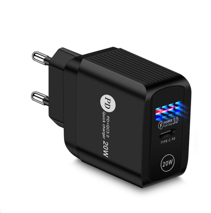 "Schnellladegerät Handy-Ladegerät 20WPD, 3000mA, QC3.0 USB+PD, mit Anzeigefunktion"