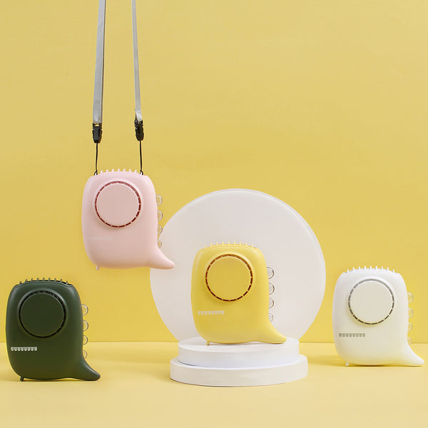 "Wiederaufladbarer Mini USB-Ventilator, Tragbarer Luftkühler, Handheld mit Nackenband und LED-Nachtlicht - Ideal für Reisen und Sommerhitze"