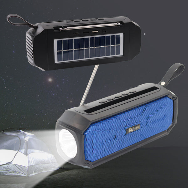 "Umweltfreundlicher Solar Bluetooth Lautsprecher mit Taschenlampe & Handyhalter, Staubdicht und Stoßfest, 1200mAh, Schnellladung"