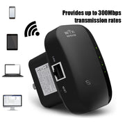"Leistungsstarker WLAN-Repeater - 300Mbps, 2,4GHz, WPA2-Sicherheit, einfache Einrichtung, Ethernet-Anschluss"
