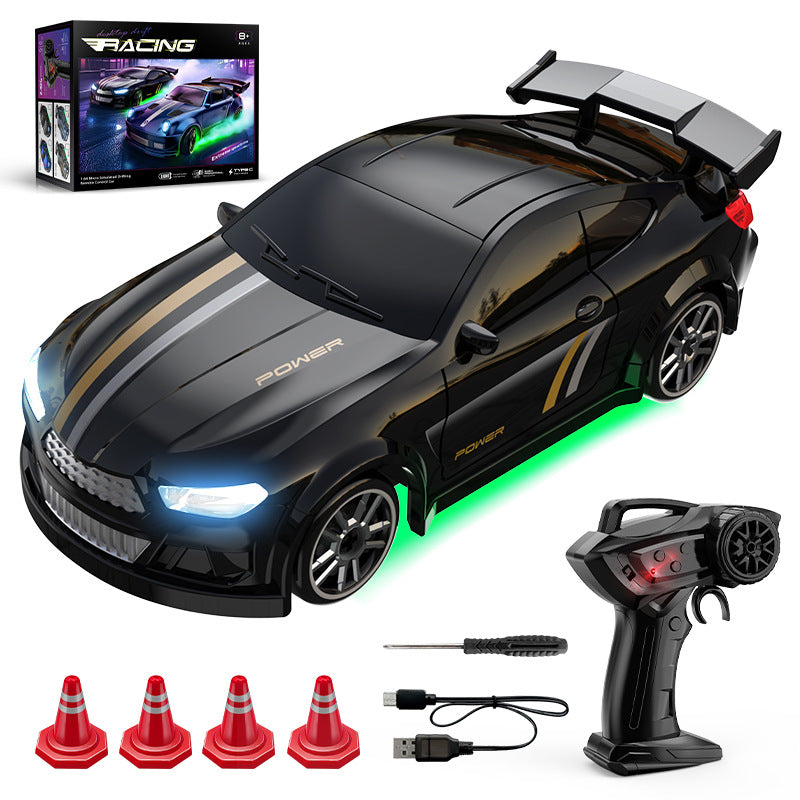 "BMW & Porsche 4WD RC Drift Auto Spielzeug mit Beleuchtung und 2.4G Fernbedienung - in Blau und Schwarz"