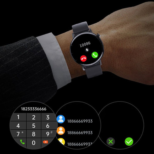 "Intelligente Bluetooth-Anruf Smartwatch 1.32 Zoll, Gesundheits Sportarmband, Wasserdicht, Magnetisches Saugaufladen - Schwarz und Rosegold"