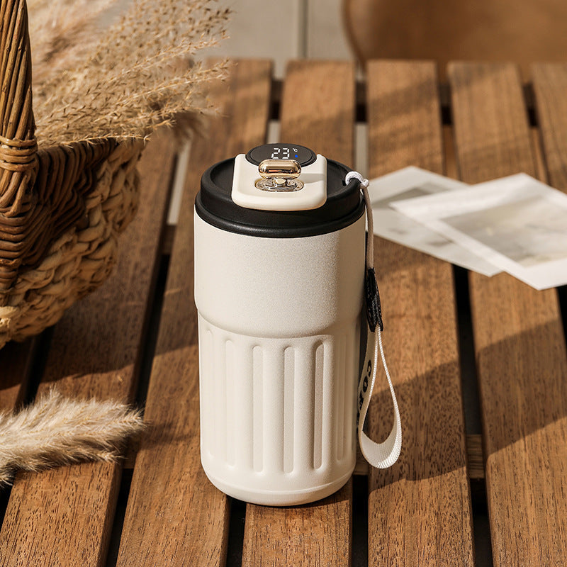 "Intelligente Digitale Thermosflasche - Tragbarer Edelstahl-Kaffeebecher, Auto-Isolierbecher, Vakuum-Flasche, 450ml Kapazität, Hitze- und Kältebeständig"