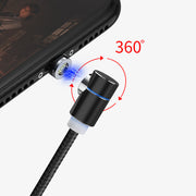 "360 Grad Drehbares Magnetisches LED Ladekabel - USB & USB Typ-C - Schnellladung, Datenübertragung und Smartphone-Schutz"