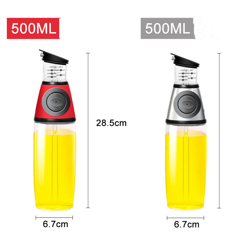 "Premium 500ml Ölflasche aus Hochweißglas, Messbar & Küchengeeignet - Unterschiedliche Designs in Rot erhältlich"