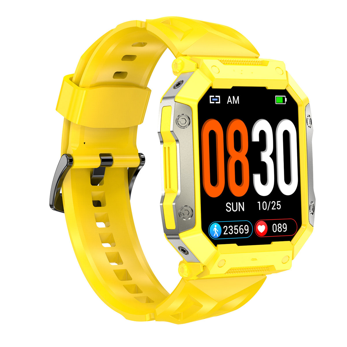 "Modische Sport-Smartwatch mit Herzfrequenzmessung, Wasserdicht, Silikonarmband, TFT-Bildschirm, Magnetisches Laden - Schwarz/Orange/Grün/Gelb"