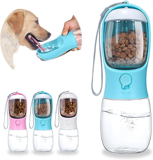 "Tragbarer Hunde-Wasserflasche mit Futterbehälter - Welpen Zubehör & Essentials für Yorkie, Chihuahua, Katze - Perfekt für Spaziergänge und Wanderungen"