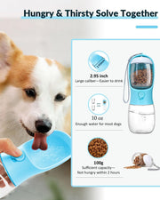 "Tragbarer Hunde-Wasserflasche mit Futterbehälter - Welpen Zubehör & Essentials für Yorkie, Chihuahua, Katze - Perfekt für Spaziergänge und Wanderungen"