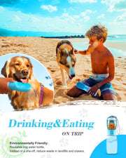 "Tragbarer Hunde-Wasserflasche mit Futterbehälter - Welpen Zubehör & Essentials für Yorkie, Chihuahua, Katze - Perfekt für Spaziergänge und Wanderungen"