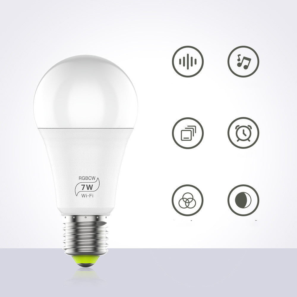 "Intelligente LED-WLAN-Glühbirne, Kompatibel mit Alexa und Google, Farbwechsel, Fernbedienung, Energiesparend, 7W Leistung"