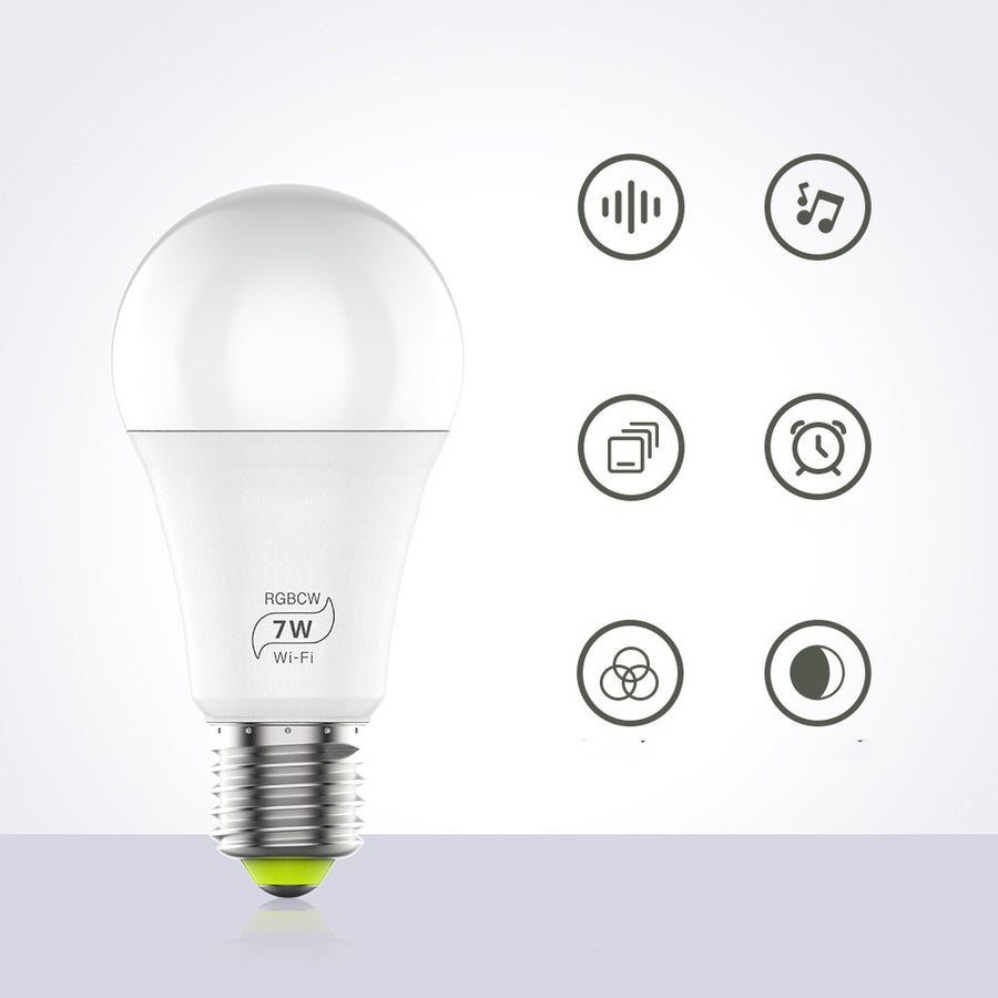 "Intelligente LED-WLAN-Glühbirne, Kompatibel mit Alexa und Google, Farbwechsel, Fernbedienung, Energiesparend, 7W Leistung"
