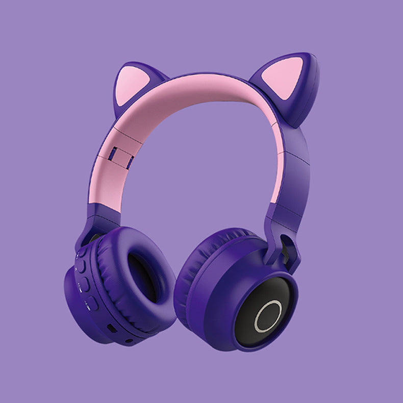 "Faltbares LED Licht Katzenohr Bluetooth 5.0 Kopfhörer - Kabelloses, Tragbares Headset mit Mikrofon - Ideal Geschenk für Kinder"