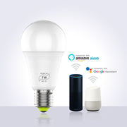 "Intelligente LED-WLAN-Glühbirne, Kompatibel mit Alexa und Google, Farbwechsel, Fernbedienung, Energiesparend, 7W Leistung"