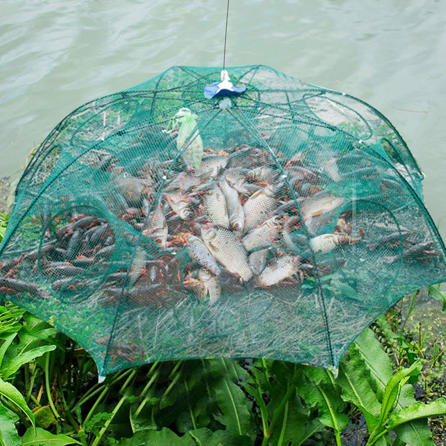 "Robustes Automatisches Fischernetz - Faltbare Nylon Krabbenfalle mit 4-20 Löchern - Ideal für Smelt, Aal, Krabben & Mehr"