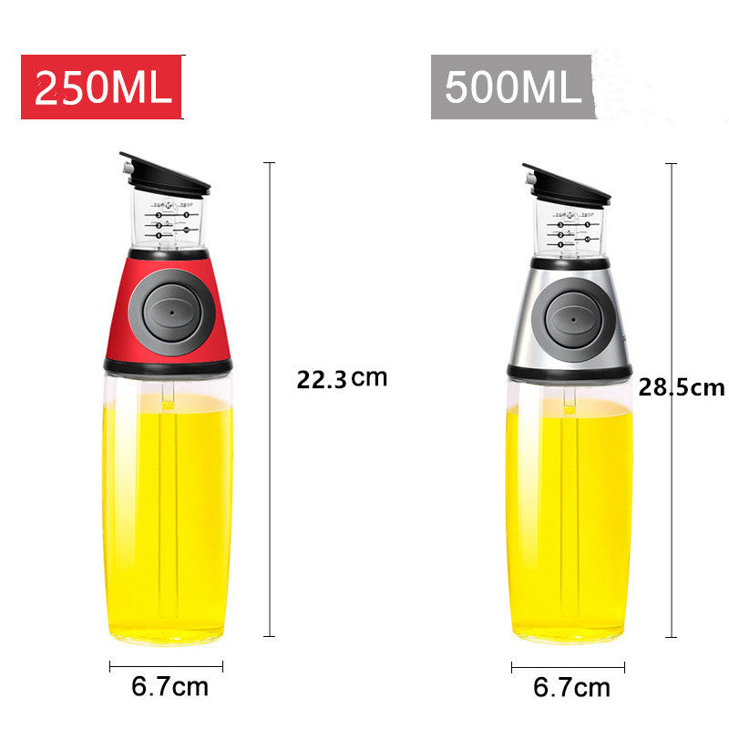 "Premium 500ml Ölflasche aus Hochweißglas, Messbar & Küchengeeignet - Unterschiedliche Designs in Rot erhältlich"