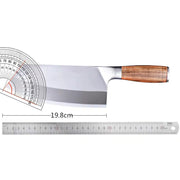 "Hochwertiges Edelstahl Küchenmesser mit gelbem Holzgriff, 19,8cm Klingenlänge"