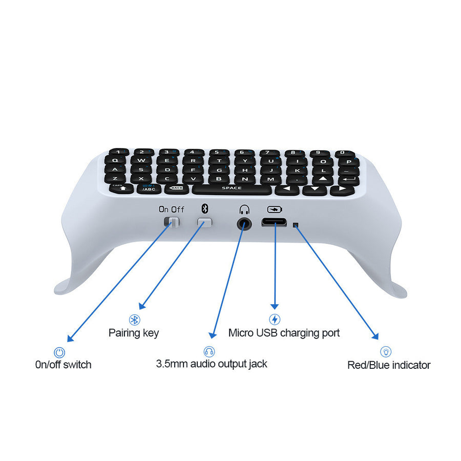 "Bluetooth Tastatur mit Sprachchat Funktion, Tragbar und Leichtgewichtig, ABS Material - Inklusive Ladekabel"
