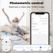 "Intelligenter Vorhangmotor mit Licht- und Temperatursensor - Kompatibel mit T- und U-Schienen, inklusive Bluetooth-Fernbedienung"