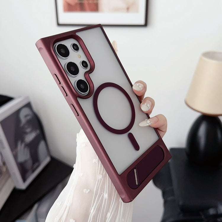 "Vielseitige 2-in-1 Handyhülle: Magnetische, Rutschfeste Metallklammer für Samsung - Mattes Design in Vielfältigen Farben"