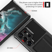 "Modische Schutzabdeckung in Reinem Schwarz mit Kartenfach - Stoßfeste Hülle für Samsung"