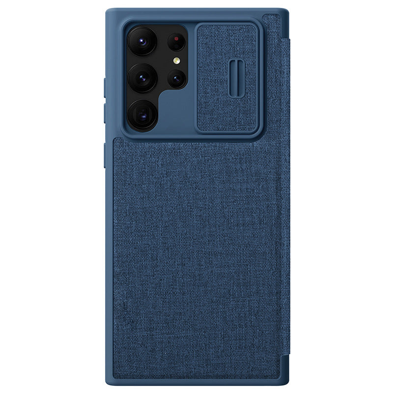"Premium Leder Handyhülle mit Anti-Peep Objektivabdeckung und Flip-Cover für Samsung S23 ULTRA - Stoßfest, in Schwarz, Rot, Braun und Musterdesigns"