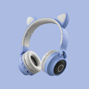 "Faltbares LED Licht Katzenohr Bluetooth 5.0 Kopfhörer - Kabelloses, Tragbares Headset mit Mikrofon - Ideal Geschenk für Kinder"