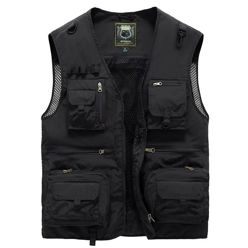 14 Taschen Sommer Neu Herren US Taktische Wander- und Angelweste Herren Fotografenweste Mesh-Cargo-Weste Ärmellose Jacke Werkzeugweste