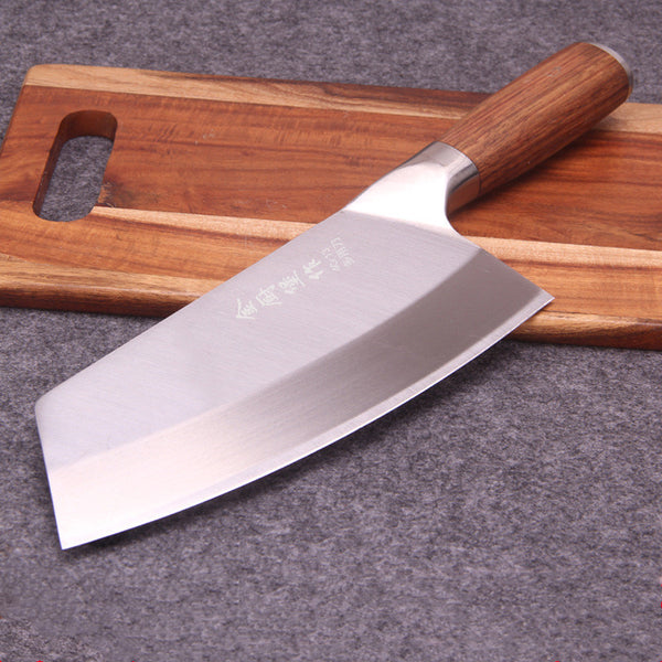 "Hochwertiges Edelstahl Küchenmesser mit gelbem Holzgriff, 19,8cm Klingenlänge"