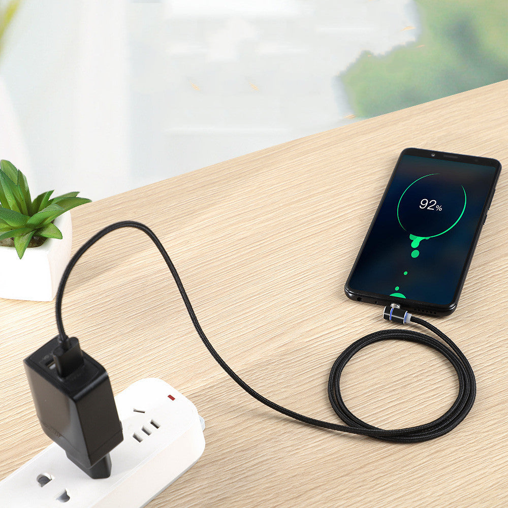 "360 Grad Drehbares Magnetisches LED Ladekabel - USB & USB Typ-C - Schnellladung, Datenübertragung und Smartphone-Schutz"