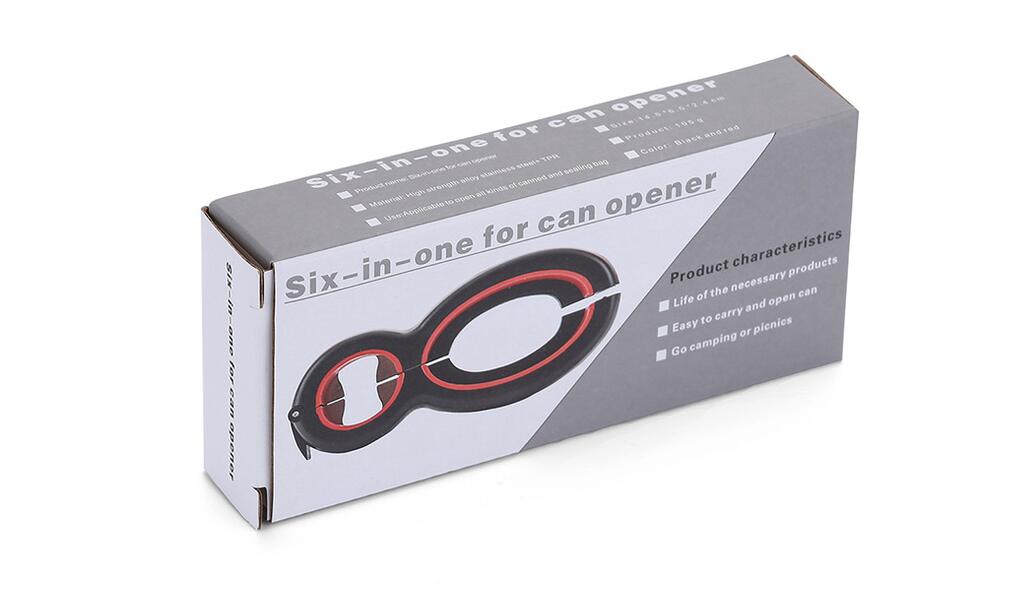 "Multifunktionaler 6-in-1 Dosenöffner - Einfache Handhabung, Ergonomisches Design, Ideal für Küche und Reisen"