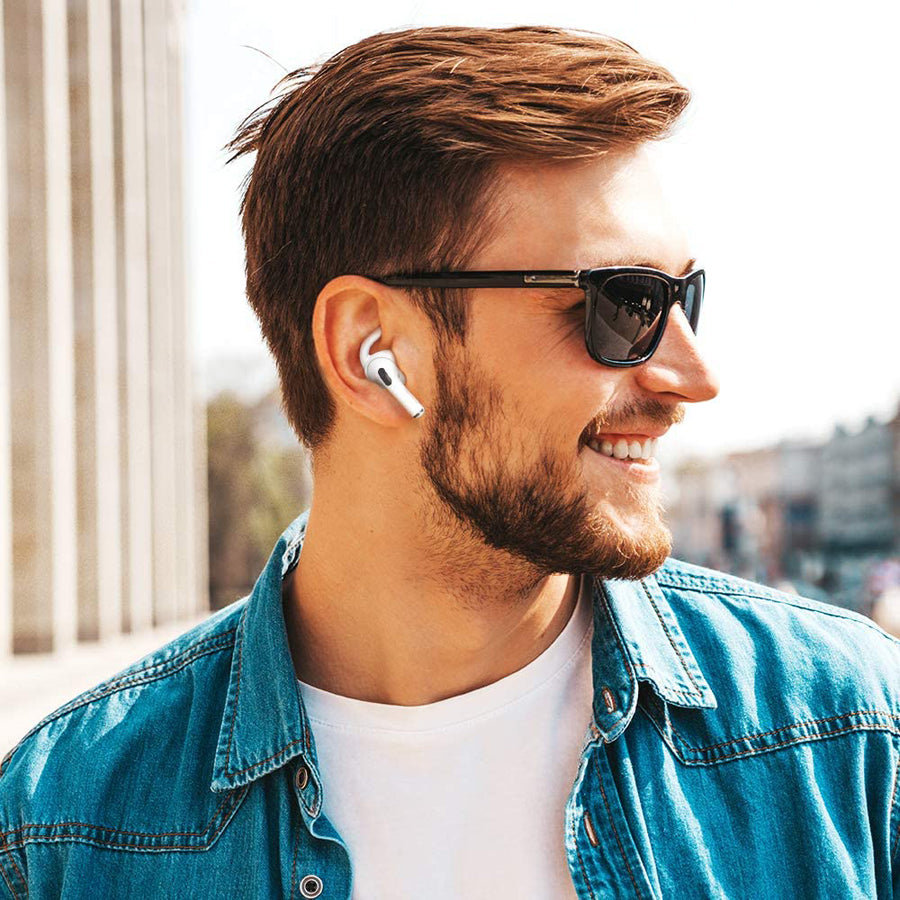 "Sportliche Anti-Drop Ohrpolster Kompatibel mit Apple Airpods 3. Generation - Inklusive Silikon Tasche und 3 Paar Earmuffs - Perlweiß oder Magisch Schwarz"