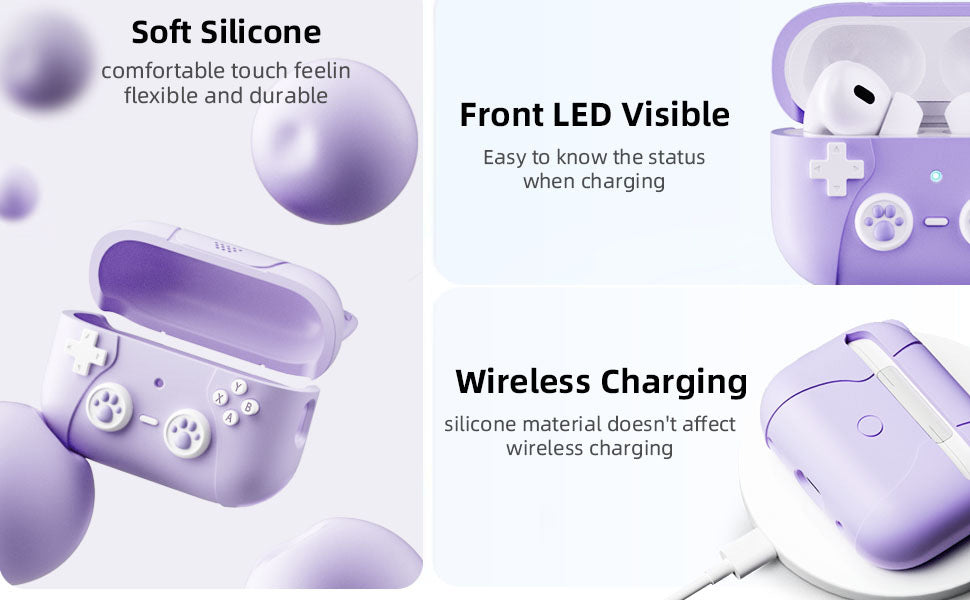 "Charmante Silikon Ohrhörer Schutzhülle, Universal & Tragbar, für Apple Airpods - Dunkelgrau, Hellrosa, Helllila, Hellblau"