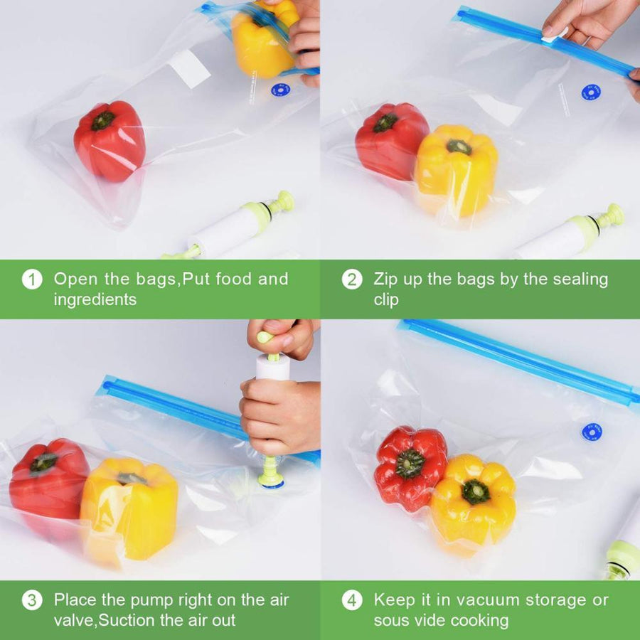 "Premium Vakuum-Kompositverpackungsbeutel, BPA-frei, Transparent mit Etiketten und Clips, Lebensmittel Frischhaltebeutel"
