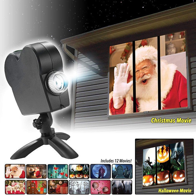 "Hochwertiger Halloween & Weihnachten Laserprojektor - 12 Filme, Innen- und Außenbereich, Perfekte Hausdeko für die Feiertage"
