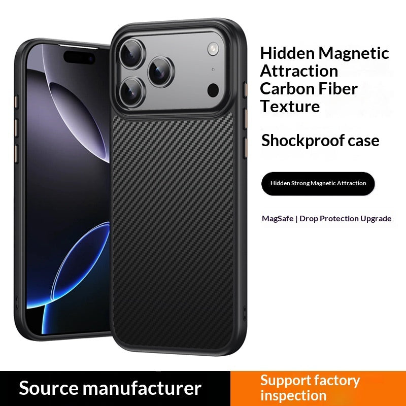 "Premium Carbonfasern Smartphone Hülle mit Magnet-Design - Stoßfest, Fingerabdruckbeständig, Kompatibel mit iPhone 13 & 14 Pro Modellen"