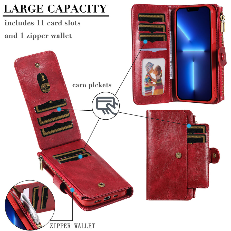 "Multifunktionale Retro Leder Handyhülle mit Kartenfach, Magnet & Anti-Fall Schutz, Kompatibel mit 16+ Modellen"