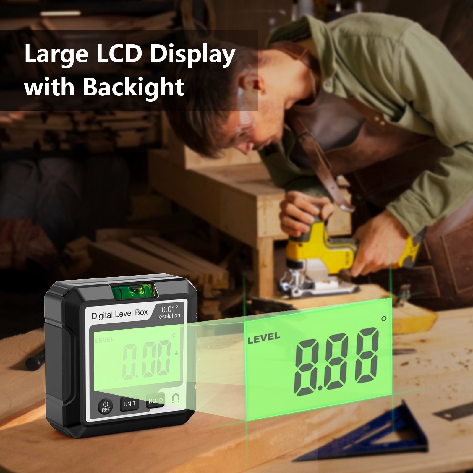 "Digitaler Elektronischer Winkelmesser Inclinometer mit LCD-Hintergrundbeleuchtung, Magnetbasis, Tragbar und Präzise - Multi-Messwerkzeug aus ABS-Kunststoff"