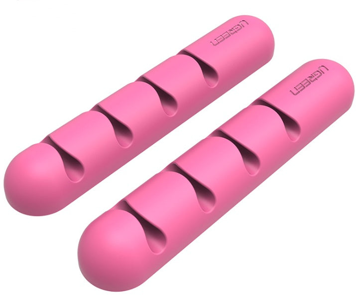 "Multifunktionales Silikon-Kabelmanagement: Ordnung und Lagerung für diverse Kabel bis 5MM - In Pink und Schwarz erhältlich"