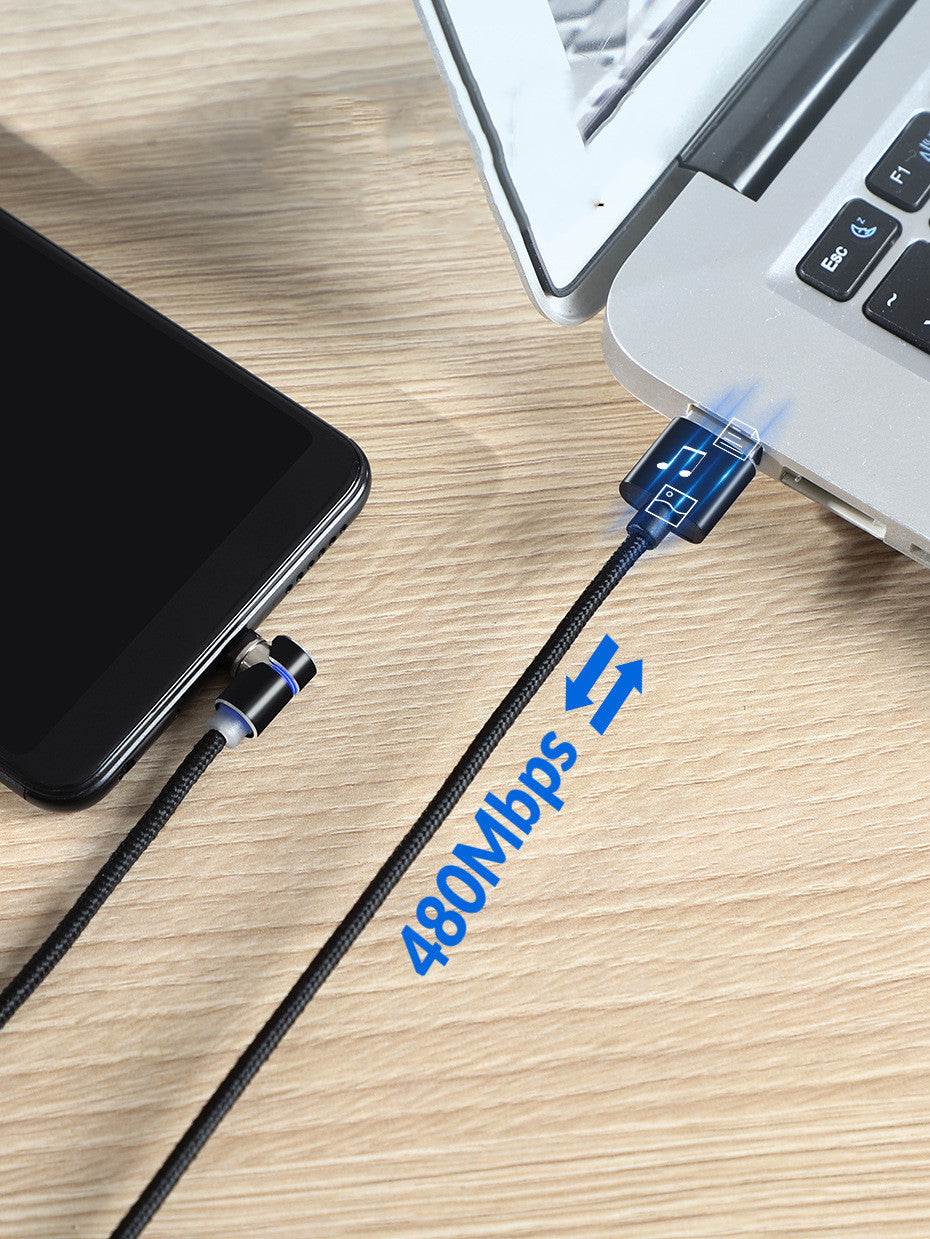 "360 Grad Drehbares Magnetisches LED Ladekabel - USB & USB Typ-C - Schnellladung, Datenübertragung und Smartphone-Schutz"