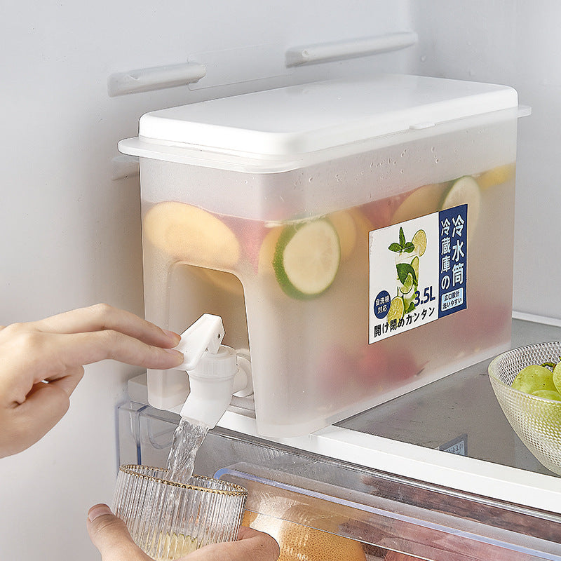 "Großkapazität Kühlschrank Aufbewahrungskrug mit Wasserhahn, Lebensmittelechter PP-Kunststoff, 3.5L - Ideal für Säfte und Eistee"