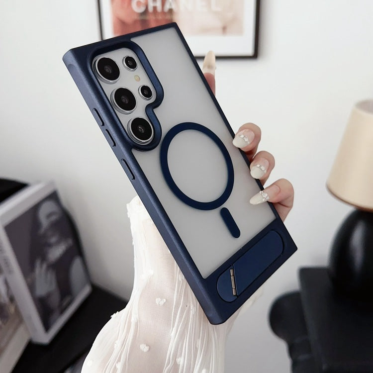 "Vielseitige 2-in-1 Handyhülle: Magnetische, Rutschfeste Metallklammer für Samsung - Mattes Design in Vielfältigen Farben"