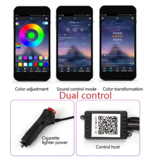 "RGB Auto Innenbeleuchtung - Flexible, App-gesteuerte Stimmungslichter mit Musikrhythmus - Einfach zu installieren"