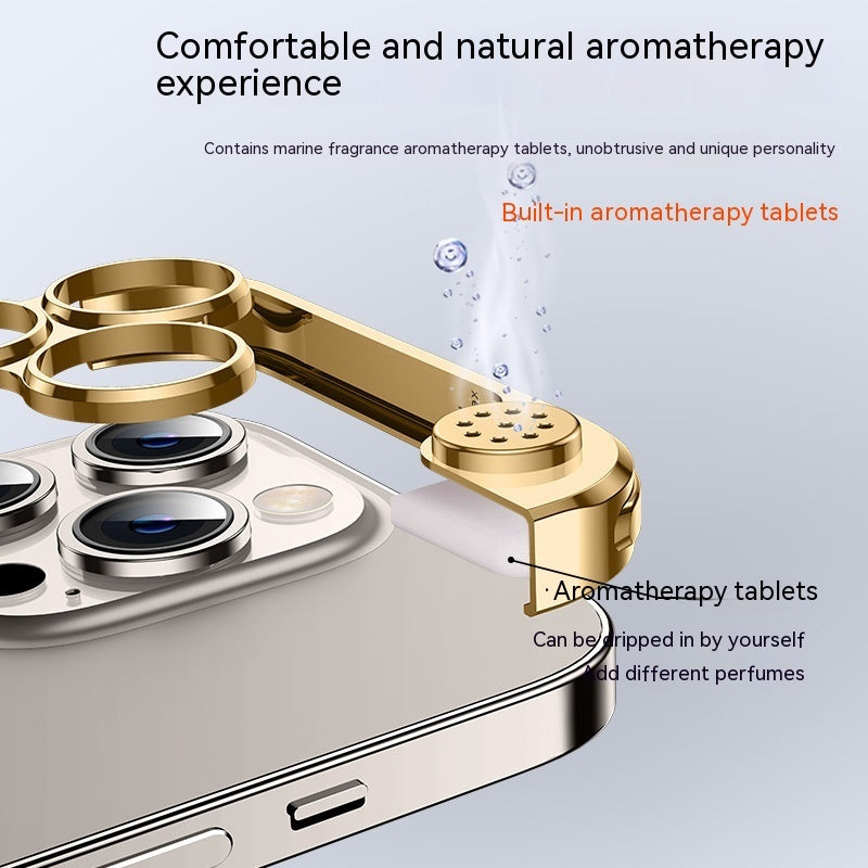 "Universelle Aromatherapie-Metallhandyhülle für iPhone 14 Modelle - Schutz und Luxus in Silber und Gold"