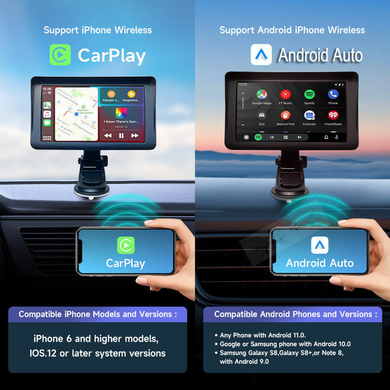 "7-Zoll IPS Auto-Smart-Display mit drahtlosem Carplay und Handy-Projektion für Navigation – Steigern Sie Ihre Fahrsicherheit und -komfort!"