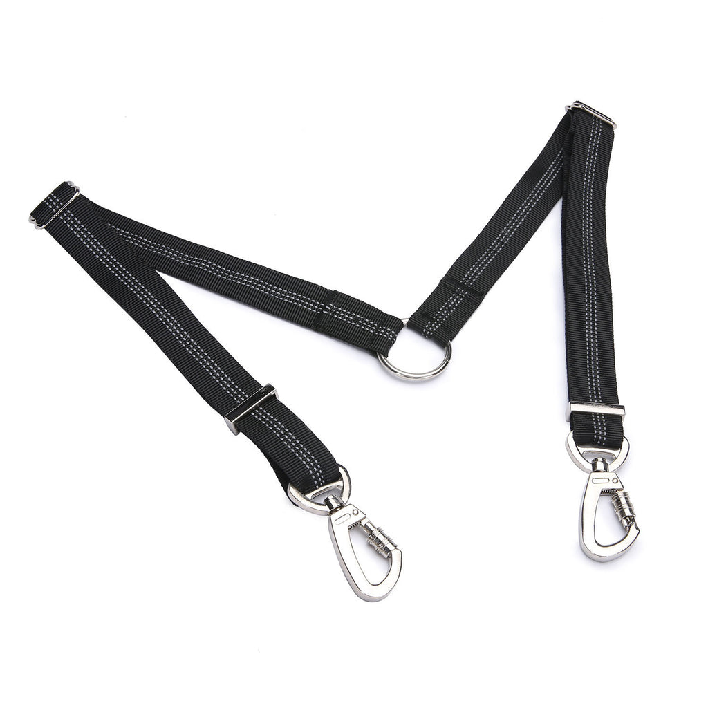 "Hochelastische Doppelkopf-Hundeleine von Pet One - Ausziehbar, Robustes Nylon, Farbe Schwarz"
