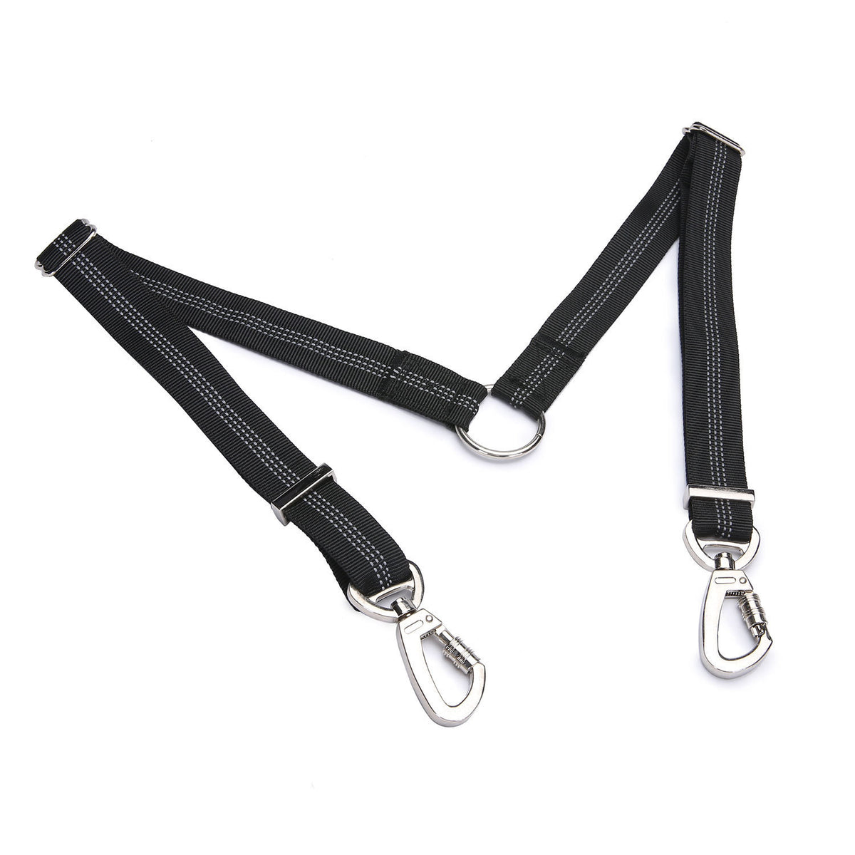 "Hochelastische Doppelkopf-Hundeleine von Pet One - Ausziehbar, Robustes Nylon, Farbe Schwarz"