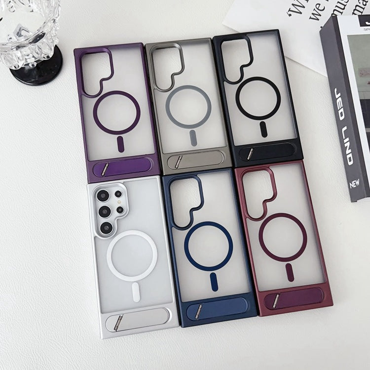 "Vielseitige 2-in-1 Handyhülle: Magnetische, Rutschfeste Metallklammer für Samsung - Mattes Design in Vielfältigen Farben"