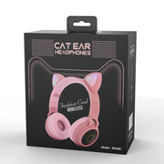 "Faltbares LED Licht Katzenohr Bluetooth 5.0 Kopfhörer - Kabelloses, Tragbares Headset mit Mikrofon - Ideal Geschenk für Kinder"